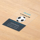 Boys Simple Blue Soccer Kids First Birthday Acryleinladungen (Ablage )