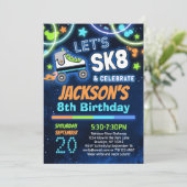 Boys SK8 & Celebrate Roller Skaten Birthday Party Einladung (Stehend Vorderseite)