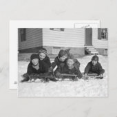 Boys Sledding, 1936 Postkarte (Vorne/Hinten)