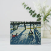 Boys Sledging Allestree Park Derby Postkarte (Stehend Vorderseite)