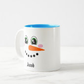 Boys Snowman Face Personalisiert Zweifarbige Tasse (Vorderseite Links)