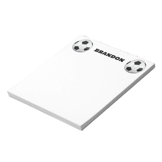 Boys Soccer Ball Black Stylish Individuelle Name K Notizblock (Rotiert)