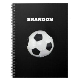 Boys Soccer Ball Black Stylish Individuelle Name K Notizblock