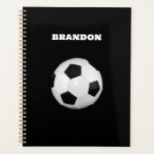 Boys Soccer Ball Black Stylish Individuelle Name K Planer (Vorderseite)