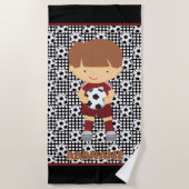 Boys Soccer Beach Handtuch mit Individuelle Name (Vorderseite)