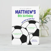 Boys Soccer Birthday Party Invitation Einladung (Stehend Vorderseite)