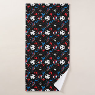 Boys Soccer Player - Red White Blue Freestyle Badehandtuch