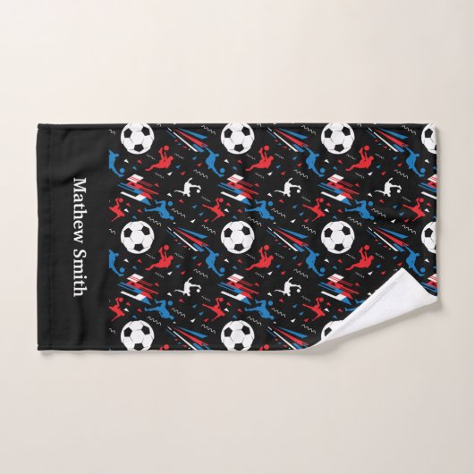 Boys Soccer Player - Red White Blue Freestyle Badhandtuch Set (Handtuch)