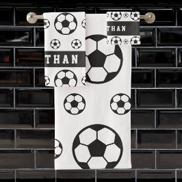 Boys Soccer Player's Name & Number Sports Fan Ball Badhandtuch Set