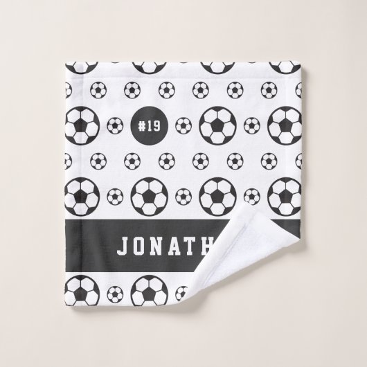 Boys Soccer Player's Name & Number Sports Fan Ball Badhandtuch Set (Waschlappen)