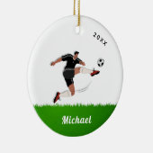 Boy's Soccer Player's Name & Year Athlete Sports Keramik Ornament (Rechts)