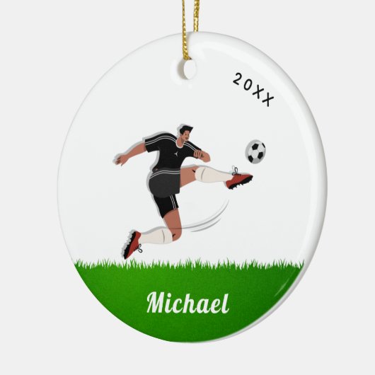 Boy's Soccer Player's Name & Year Athlete Sports Keramik Ornament (Links)