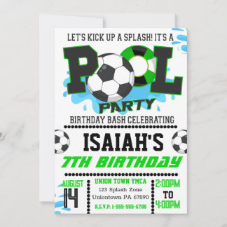 Boys Soccer Pool Party Geburtstag Einladung
