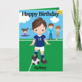 Boys Soccer Secret Message Happy Birthday Karte (Vorderseite)