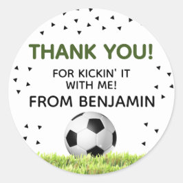 Boys Soccer Sports Danke Kindergeburtstag Gefallen Runder Aufkleber