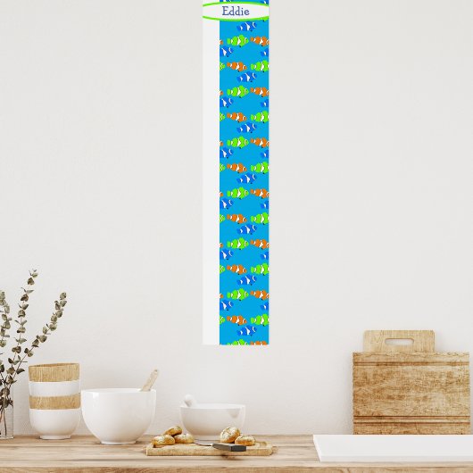 Boys Sons Blue Clown Fish Swimming Growth Chart Poster (Küche)