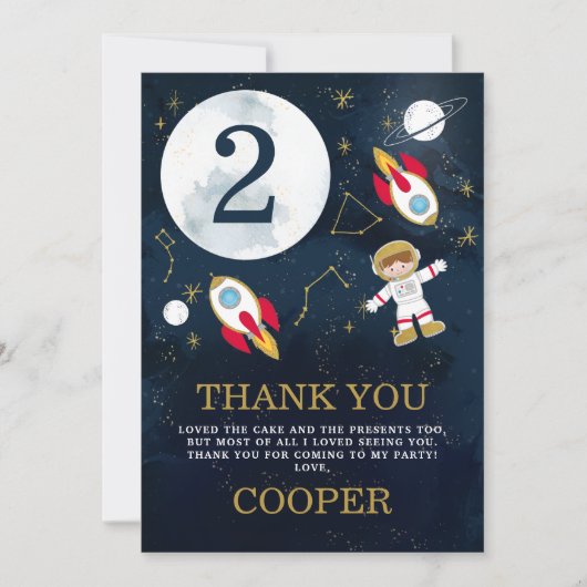Boys Space als Geburtstag Dankeschön Karte (Vorderseite)