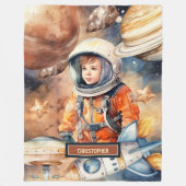 Boys Space Blanket Personalisierte Astronautengala Fleecedecke (Vorderseite)