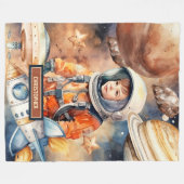 Boys Space Blanket Personalisierte Astronautengala Fleecedecke (Vorderseite (Horizontal))