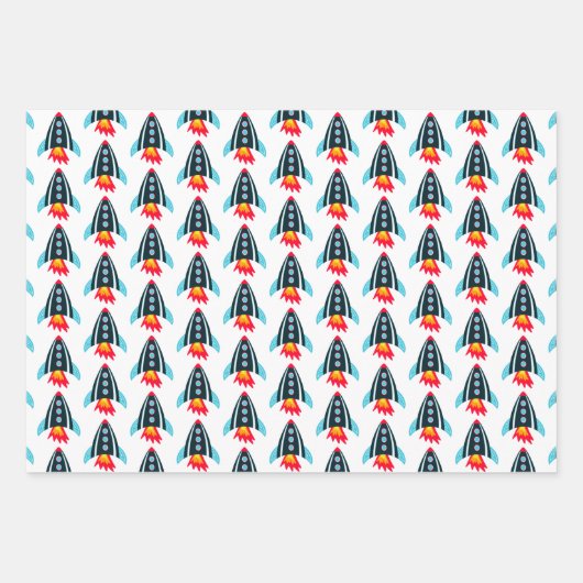Boys Space Rocket Muster Geschenkpapier Set (Vorderseite 2)