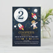 Boys Space thematisierte Geburtstagseinladung Einladung (Stehend Vorderseite)