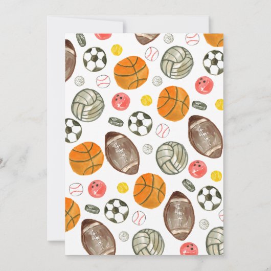 Boys Sports Balls Athletic All Star Kindergeburtst Einladung (Rückseite)