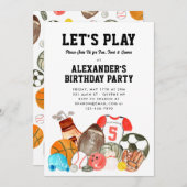 Boys Sports Balls Athletic All Star Kindergeburtst Einladung (Vorne/Hinten)