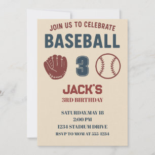 Boys Sports Baseball Niedliche Geburtstag Party Einladung