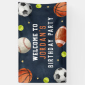 Boys Sports Navy Geburtstag Begrüßungsbanner Banner (Vertikal)