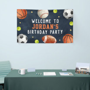 Boys Sports Navy Geburtstag Begrüßungsbanner Banner
