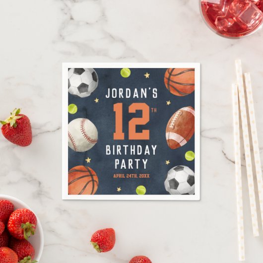 Boys Sports Navy Geburtstag Serviette (Beispiel)