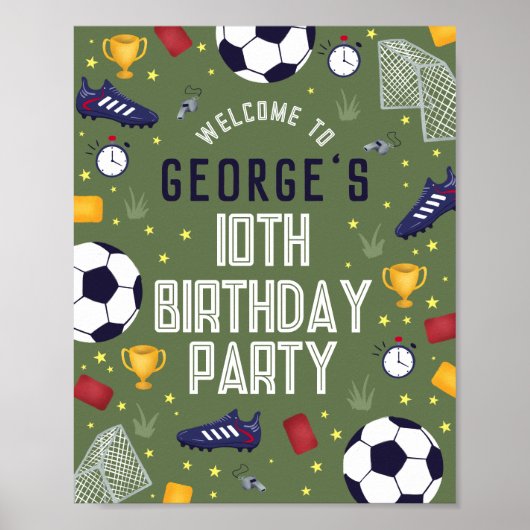 Boys Sports Soccer Birthday Welcome Sign Poster (Vorne)