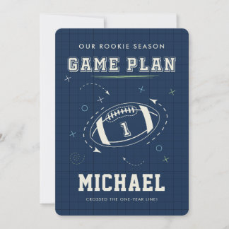 Boys Sports Theme Navy Blue First Birthday Party Einladung