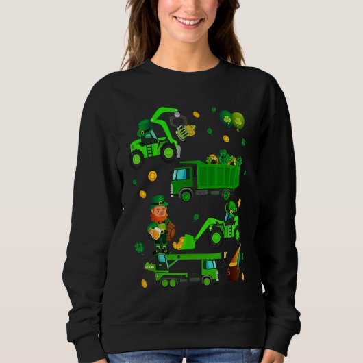 Boys St Patricks Day Crane Truck Construction Todd Sweatshirt (Vorderseite)