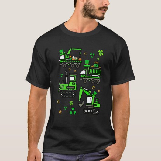 Boys St Patricks Day Crane Truck Construction Todd T-Shirt (Vorderseite)