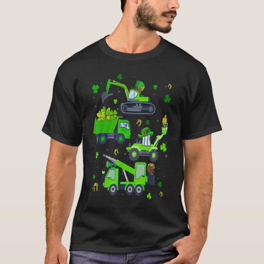 Boys St Patricks Day Crane Truck Construction Todd T-Shirt (Vorderseite)