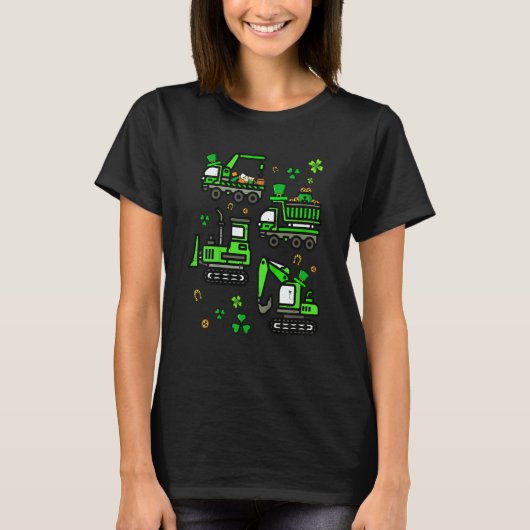 Boys St Patricks Day Crane Truck Construction Todd T-Shirt (Vorderseite)