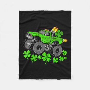Boys St. Patricks Day Glücks-Monstertruck Fleecedecke