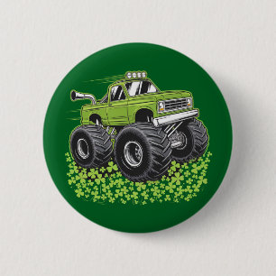 Boys St Patricks Day Kleinkind Lucky Monster Truck Button