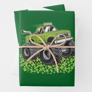 Boys St Patricks Day Kleinkind Lucky Monster Truck Geschenkpapier Set