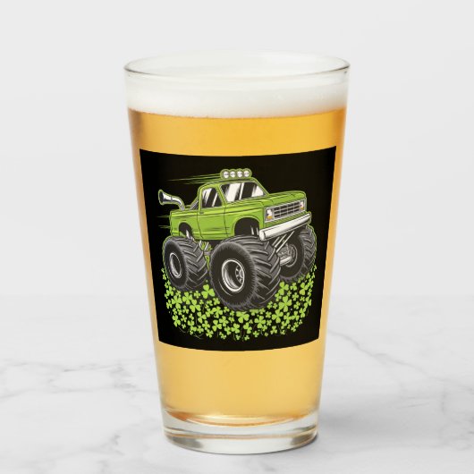 Boys St Patricks Day Kleinkind Lucky Monster Truck Glas (Vorne (Gefüllt))