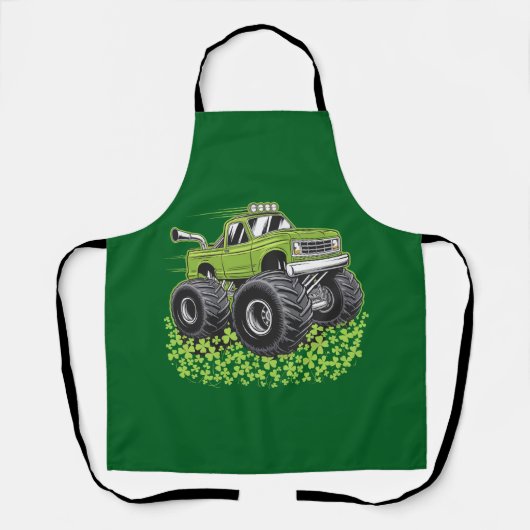 Boys St Patricks Day Kleinkind Lucky Monster Truck Schürze (Vorderseite)