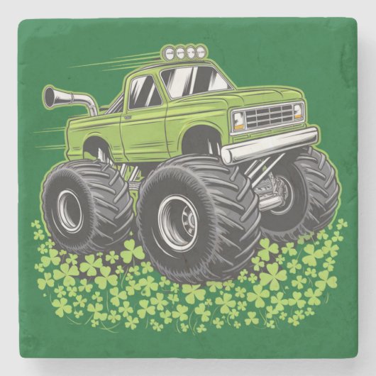 Boys St Patricks Day Kleinkind Lucky Monster Truck Steinuntersetzer (Vorderseite)