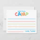 Boys Summer Camp Stationery farbenfroh rustikal Mitteilungskarte (Vorderseite)