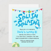 Boys Summer Splash Pool Party Geburtstag Einladung (Vorne/Hinten)