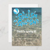 Boys Summer Splash Pool Party Geburtstag Einladung (Vorne/Hinten)