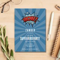 Boys Super Hero Comic Geburtstagsparty Einladung