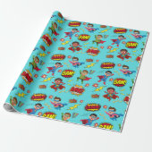 Boys Superhero Birthday Party Gift Wrapping Paper Geschenkpapier (Ungerollt)