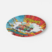 Boys Superhero Birthday Party Paper Plate Pappteller (Schrägansicht)