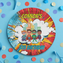Boys Superhero Birthday Party Paper Plate Pappteller